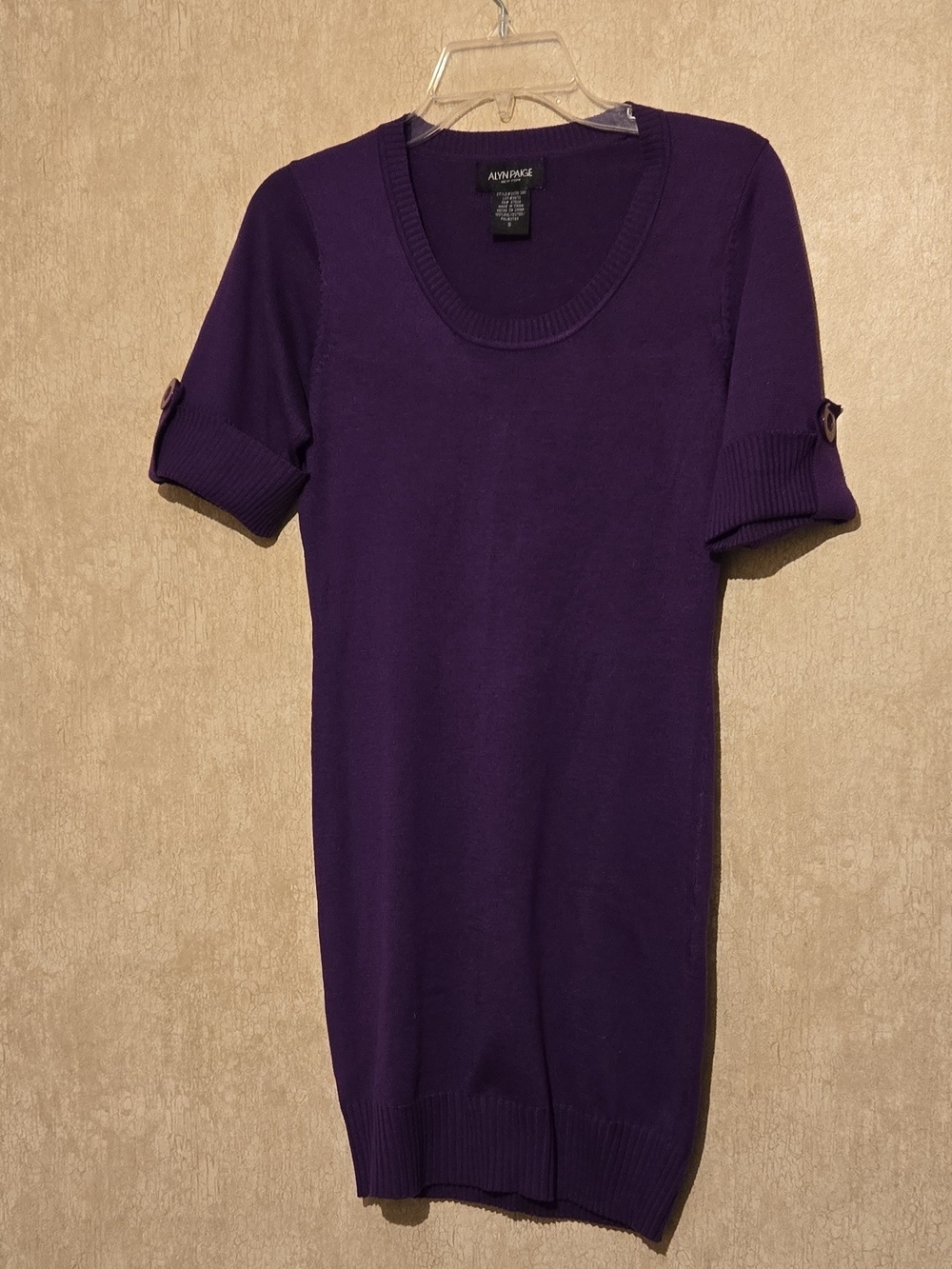 Alyn Paige Deep Purple Short-Sleeve Knit Tunic